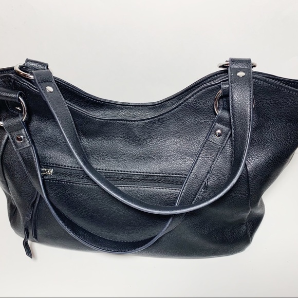 Nicole Miller Large Black Leather Shoulder Bag - Picture 6 of 7